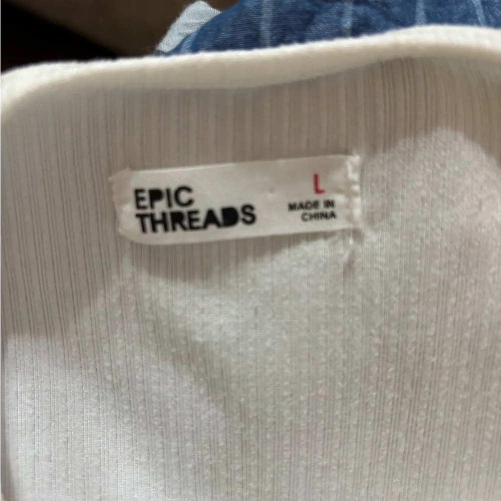 Epic Threads White Ribbed Top Short Set - Picture 2 of 2